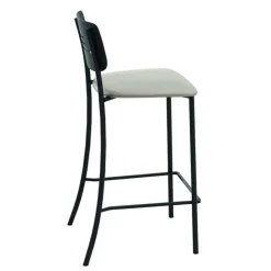 Perfecta Tabouret Snack (assise +/- 65 Cm)|Tabouret De Bar (assise +/- 80 Cm)*Miro Tabouret snack de cuisine en simili rembourré avec dossier strié en métal
