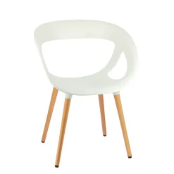 Chaise De Cuisine|Chaise De Salle à Manger*Moema Fauteuil design italien coque ajourée en technopolymère et pieds en bois
