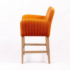Sessio Tabouret Snack (assise +/- 65 Cm)|Tabouret De Bar (assise +/- 80 Cm)*Moritz line Tabouret snack avec accoudoirs et dos matelassé pieds en bois