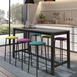 Perfecta Tabouret Snack (assise +/- 65 Cm)|Tabouret De Bar (assise +/- 80 Cm)*Nantes Tabouret snack de cuisine sans dossier en métal et simili