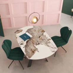 Akante Table De Salle à Manger*New AustinTable moderne en céramique extensible avec pieds en métal noir