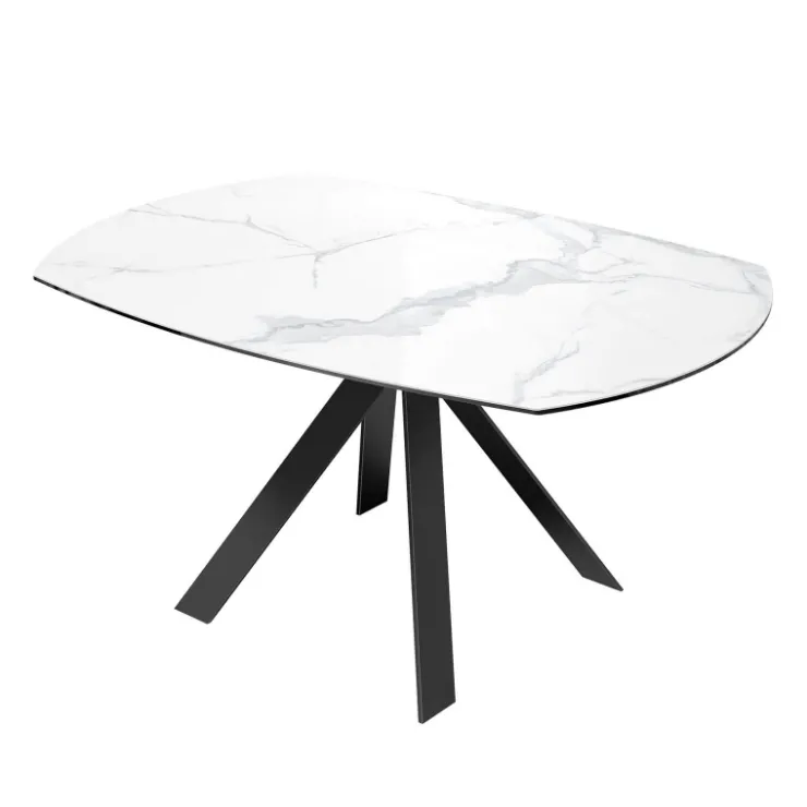 Akante Table De Salle à Manger*New AustinTable moderne en céramique extensible avec pieds en métal noir