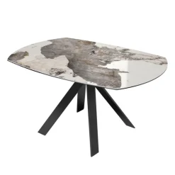 Akante Table De Salle à Manger*New AustinTable moderne en céramique extensible avec pieds en métal noir
