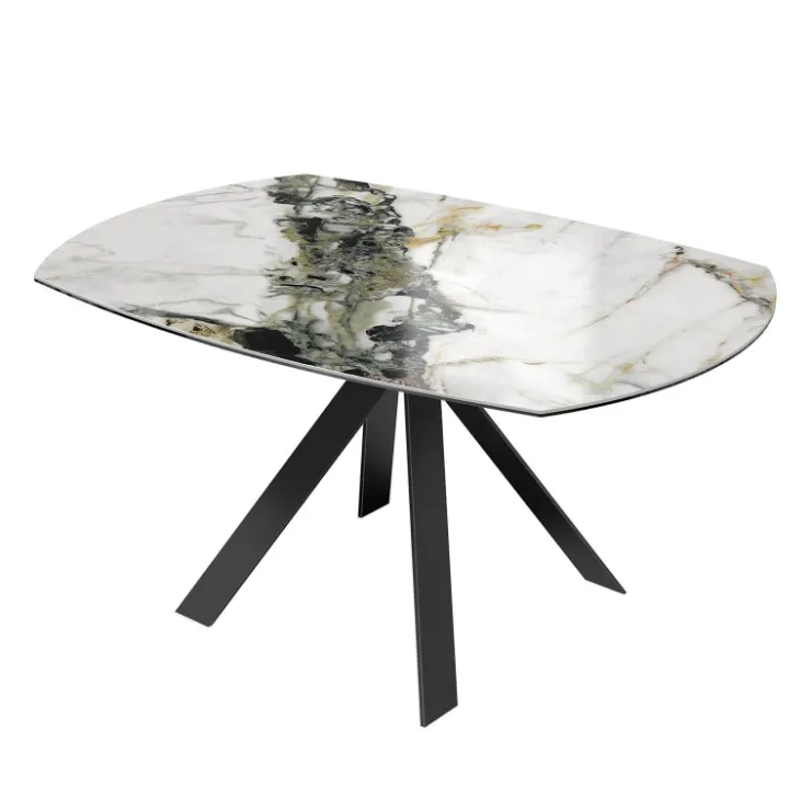 Akante Table De Salle à Manger*New AustinTable moderne en céramique extensible avec pieds en métal noir