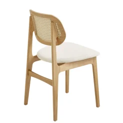 Chaise De Salle à Manger|Chaise Salon*NinaChaise en bois avec dossier en cannage et assise tissu
