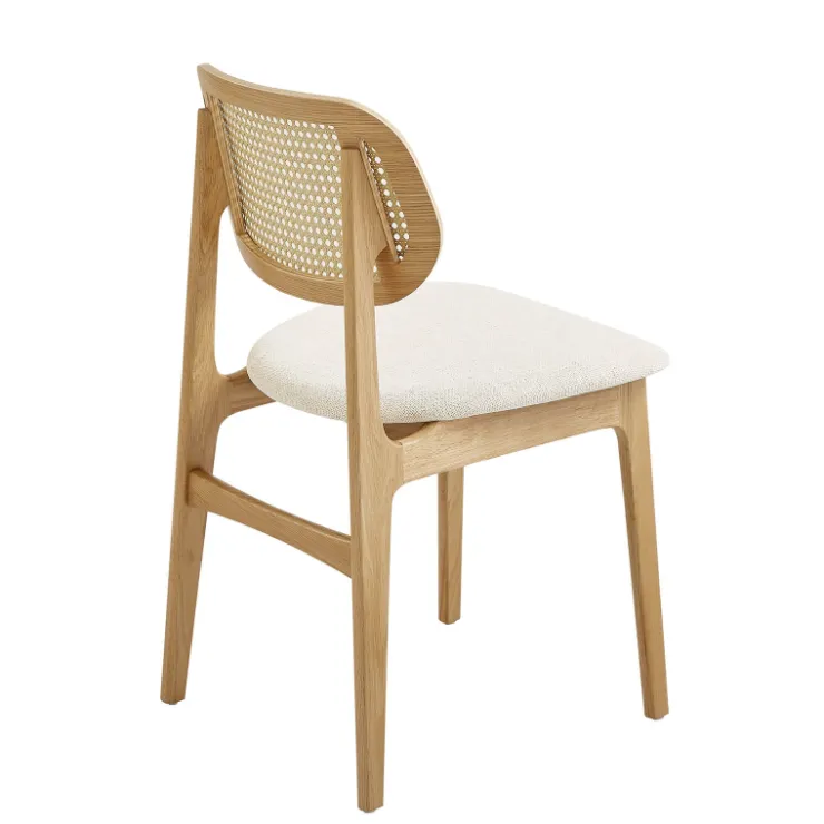 Chaise De Salle à Manger|Chaise Salon*NinaChaise en bois avec dossier en cannage et assise tissu
