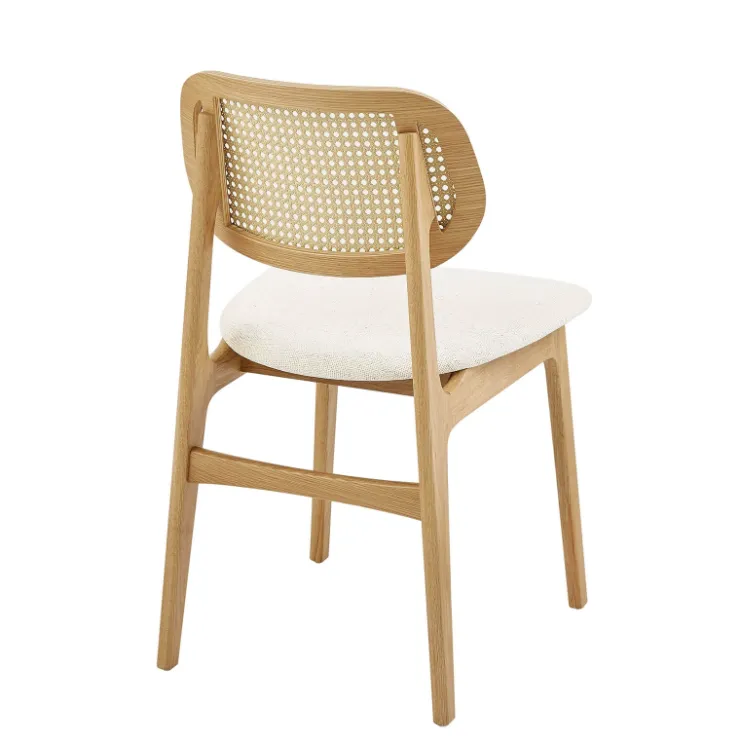 Chaise De Salle à Manger|Chaise Salon*NinaChaise en bois avec dossier en cannage et assise tissu