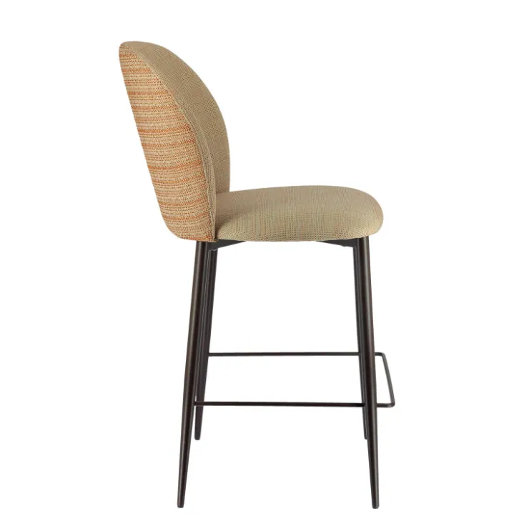 Europea Tabouret Snack (assise +/- 65 Cm)|Tabouret De Bar (assise +/- 80 Cm)*Odette Tabouret snack en tissu bicolore avec pieds en métal
