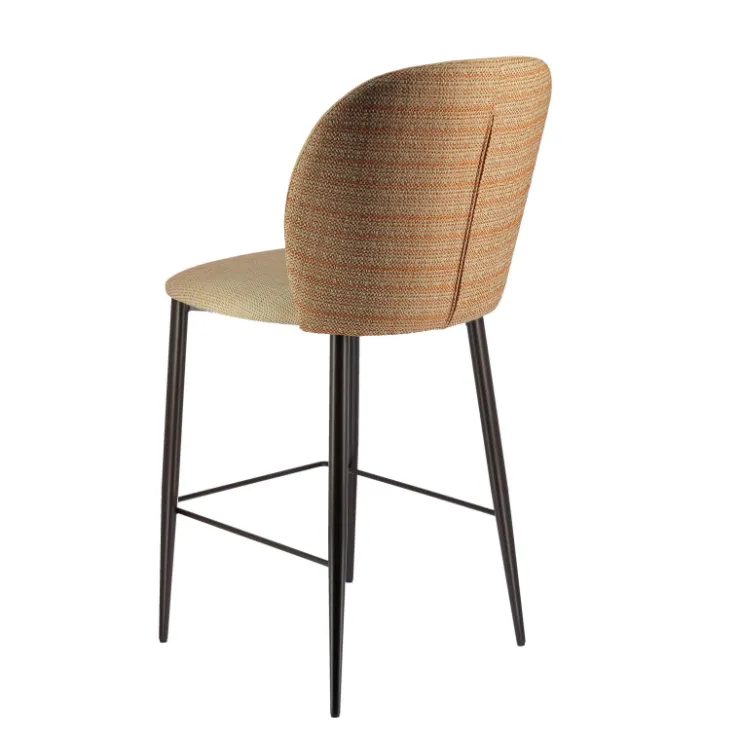 Europea Tabouret Snack (assise +/- 65 Cm)|Tabouret De Bar (assise +/- 80 Cm)*Odette Tabouret snack en tissu bicolore avec pieds en métal