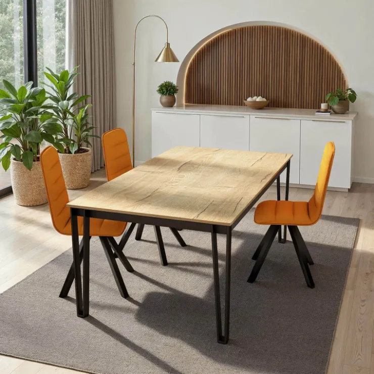 Cancio Table De Salle à Manger*Okaso Table de salle à manger rectangulaire en stratifié pieds en épingle