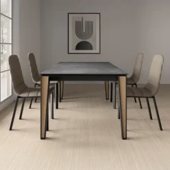 Cancio Table De Salle à Manger*Okaso Table moderne en céramique avec pieds en bois et métal