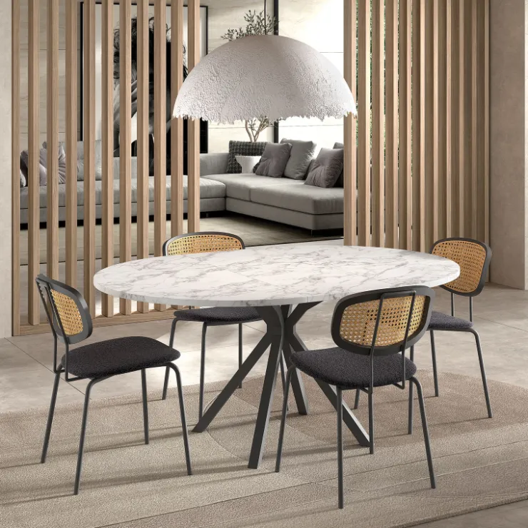 Perfecta Table De Salle à Manger*Onyx Table ronde moderne extensible en stratifié avec pied central design
