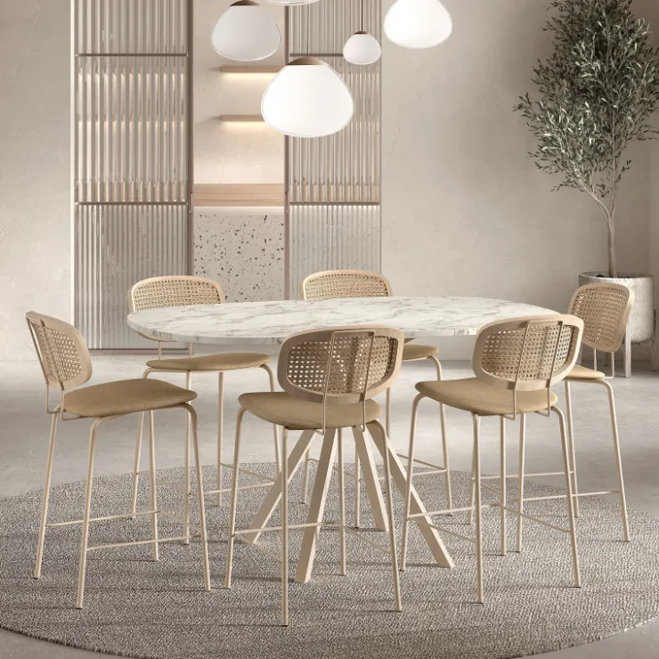 Perfecta Table De Cuisine|Table De Salle à Manger*Onyx Table snack extensible carrée avec bords arrondis en stratifié et pieds métal