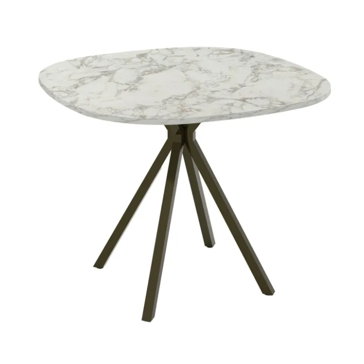 Perfecta Table De Cuisine|Table De Salle à Manger*Onyx Table snack extensible carrée avec bords arrondis en stratifié et pieds métal