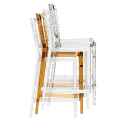 Tabouret Snack (assise +/- 65 Cm)|Tabouret De Bar (assise +/- 80 Cm)*Opera Tabouret snack empilable style Napoléon en polycarbonate transparent