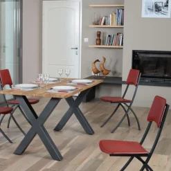 Carrier Chaise De Cuisine*Ophélie ® Chaise de fabrication française en croûte de cuir et métal