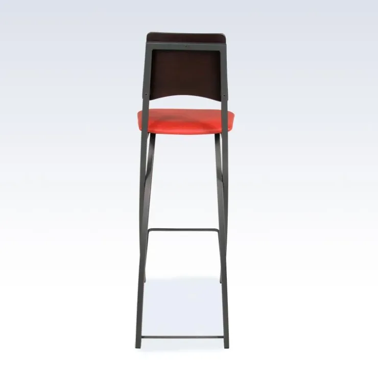 Carrier Tabouret Snack (assise +/- 65 Cm)|Tabouret De Bar (assise +/- 80 Cm)*Ophélie ® Tabouret snack contemporain pliant en métal et synthétique dossier bois wengé