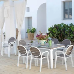 Chaise De Jardin|Fauteuil De Jardin*Palma Fauteuil de jardin en polypropylène coloris blanc et taupe