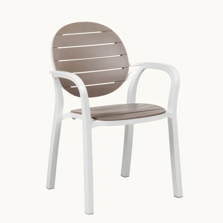 Chaise De Cuisine|Chaise De Salle à Manger*Palma Fauteuil en polypropylène coloris blanc et taupe