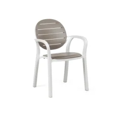 Chaise De Cuisine|Chaise De Salle à Manger*Palma Fauteuil en polypropylène coloris blanc et taupe