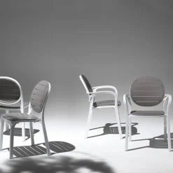 Chaise De Cuisine|Chaise De Salle à Manger*Palma Fauteuil en polypropylène coloris blanc et taupe