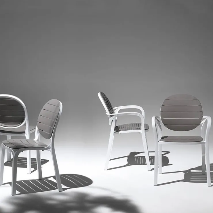 Chaise De Cuisine|Chaise De Salle à Manger*Palma Fauteuil en polypropylène coloris blanc et taupe