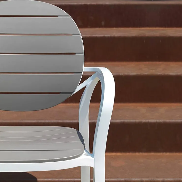 Chaise De Cuisine|Chaise De Salle à Manger*Palma Fauteuil en polypropylène coloris blanc et taupe