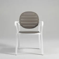 Chaise De Cuisine|Chaise De Salle à Manger*Palma Fauteuil en polypropylène coloris blanc et taupe