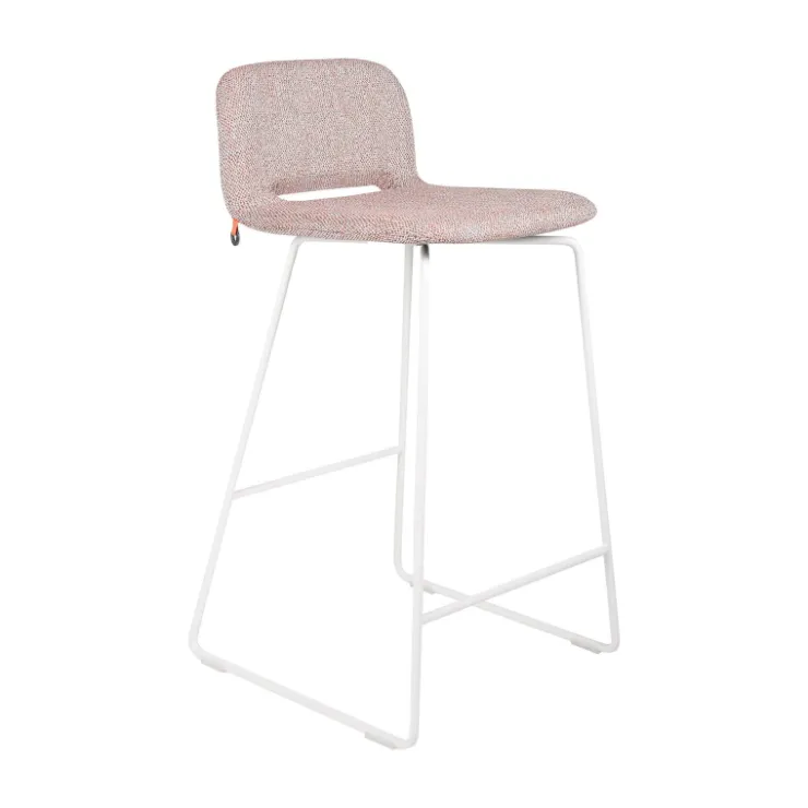 Mobitec Tabouret Snack (assise +/- 65 Cm)|Tabouret De Bar (assise +/- 80 Cm)*Pamp ® Tabouret snack design en tissu avec dossier bas et pieds en métal