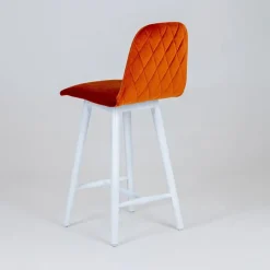 Sessio Tabouret Snack (assise +/- 65 Cm)|Tabouret De Bar (assise +/- 80 Cm)*Pandora diamant Tabouret snack dos matelassé en tissu et pieds en bois