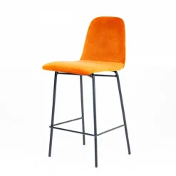 Sessio Tabouret Snack (assise +/- 65 Cm)|Tabouret De Bar (assise +/- 80 Cm)*Pandora diamant Tabouret snack dos matelassé en tissu et pieds métal