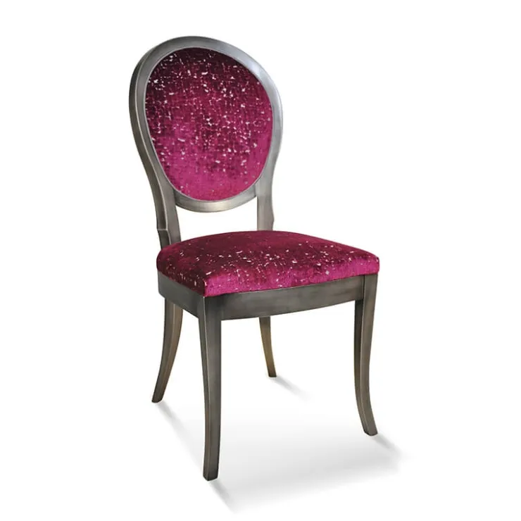 Paget Chaise De Salle à Manger|Chaise Salon*Pauline Chaise médaillon en bois massif et tissu fabrication française