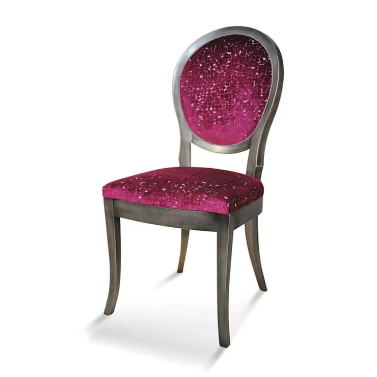 Paget Chaise De Salle à Manger|Chaise Salon*Pauline Chaise médaillon en bois massif et tissu fabrication française