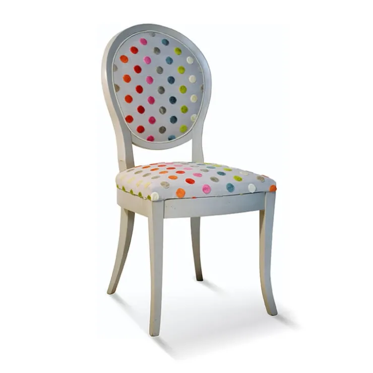 Paget Chaise De Salle à Manger|Chaise Salon*Pauline Chaise médaillon en bois massif et tissu fabrication française