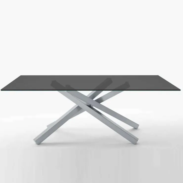 Midj Table De Salle à Manger*Péchino ® Table design en verre trempé et piétement mikado en métal