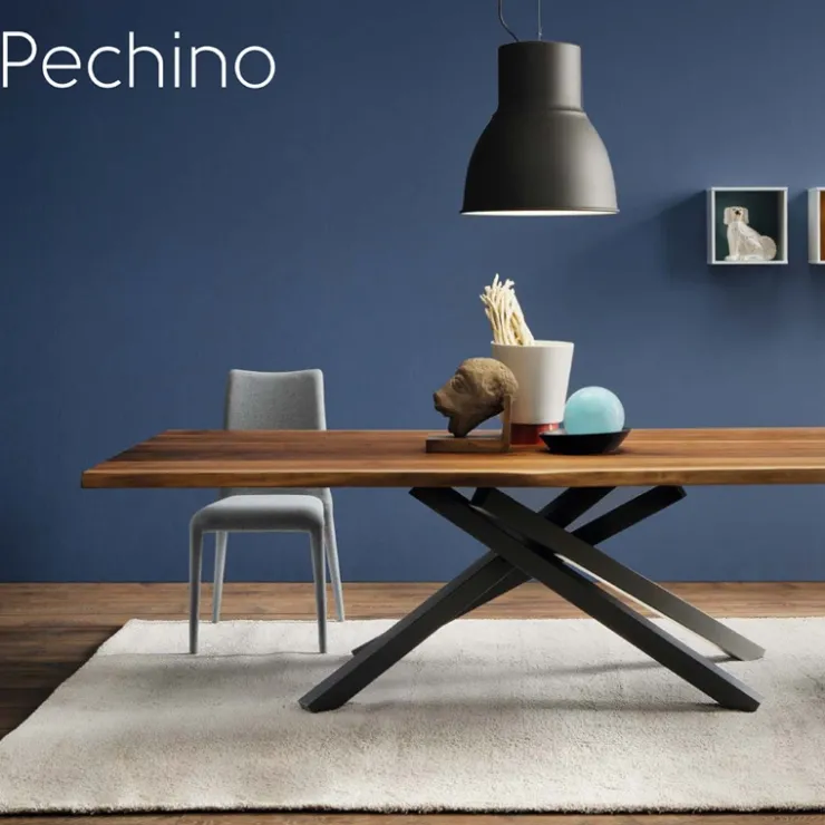 Midj Table De Salle à Manger*Pechino ® Table design en bois massif piétement mikado en métal