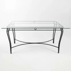 Jayso Table De Jardin*Pisa Table d'extérieur provençale en verre trempé et acier