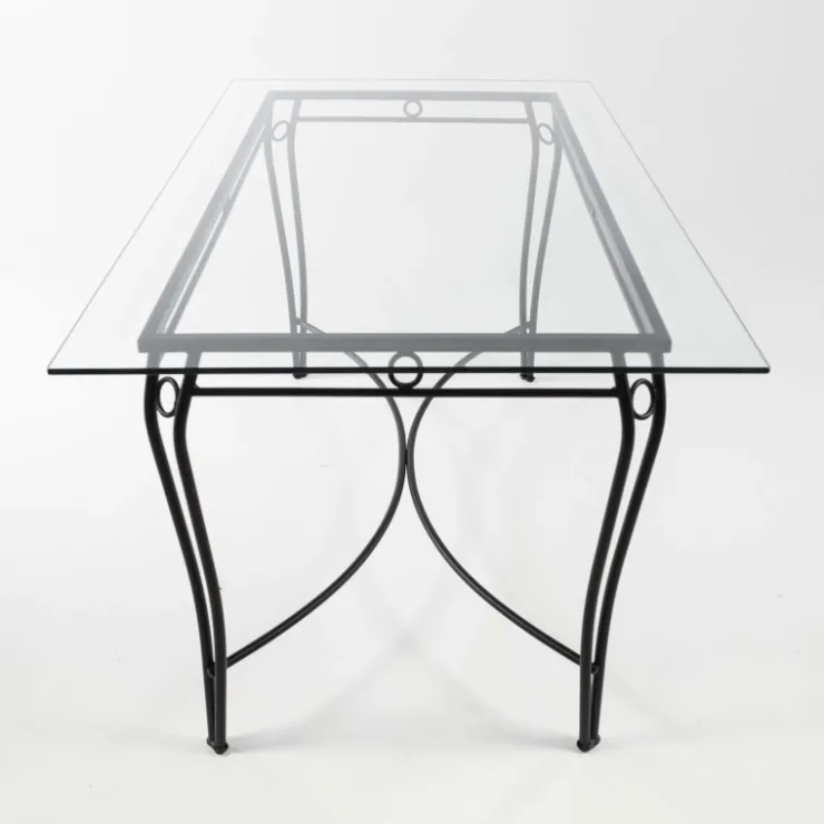 Jayso Table De Jardin*Pisa Table d'extérieur provençale en verre trempé et acier