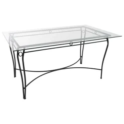 Jayso Table De Salle à Manger*Pisa Table provençale en verre trempé et acier