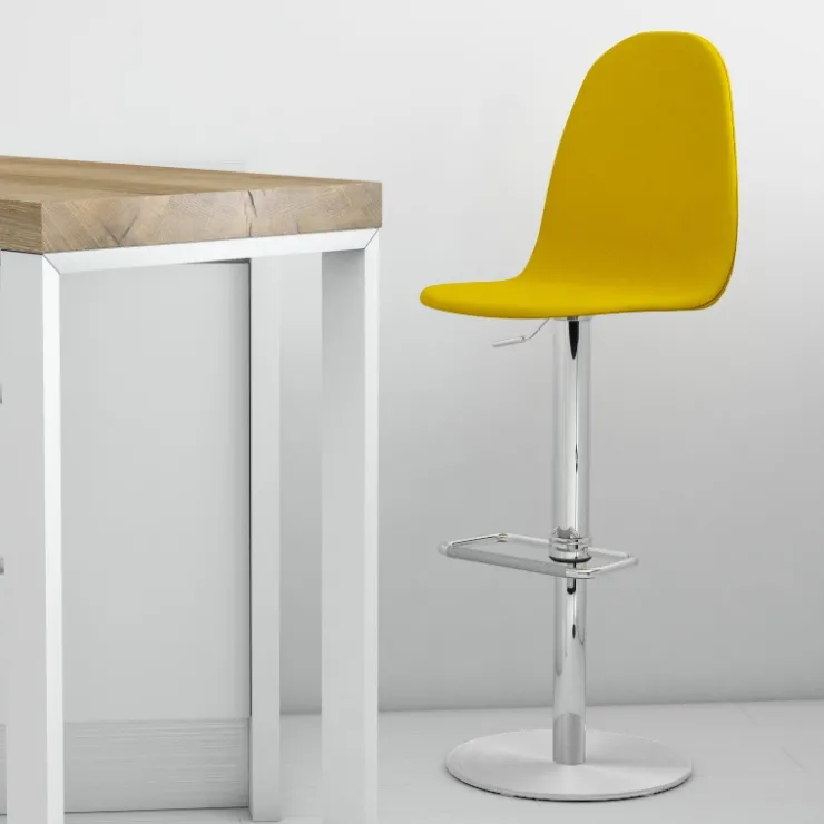 Cancio Tabouret Snack (assise +/- 65 Cm)|Tabouret De Bar (assise +/- 80 Cm)*Play Tabouret réglable en hauteur tissu et pied métal