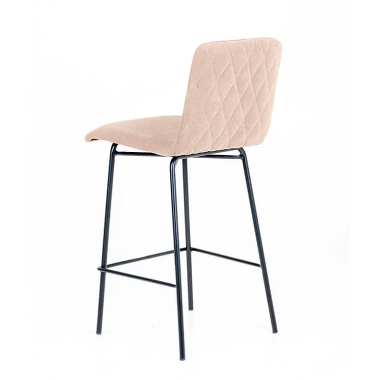 Sessio Tabouret Snack (assise +/- 65 Cm)|Tabouret De Bar (assise +/- 80 Cm)*Plaza diamant Tabouret snack avec dos matelassé en tissu pieds en métal