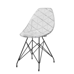 Chaise De Salle à Manger|Chaise Salon*Prisma Chaise design coque transparente avec pieds eiffel en métal noir