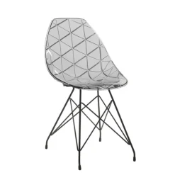 Chaise De Salle à Manger|Chaise Salon*Prisma Chaise design coque transparente avec pieds eiffel en métal noir