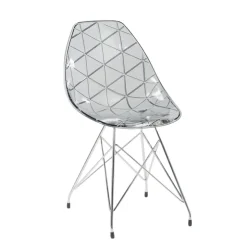 Chaise De Salle à Manger|Chaise Salon*Prisma Chaise design coque transparente avec pieds eiffel en métal noir