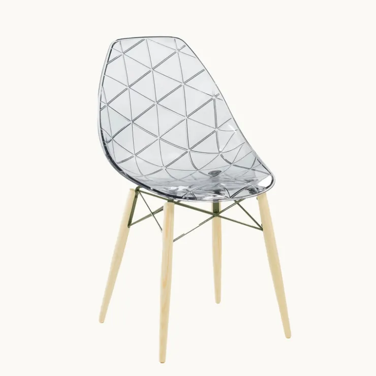 Chaise De Salle à Manger|Chaise Salon*Prisma Chaise scandinave transparente avec pieds en bois