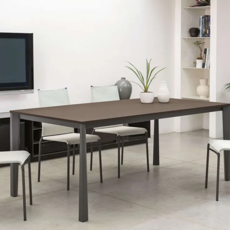 Ingenia casa Table De Salle à Manger*Prisma Ingenia by Bontempi® Table moderne extensible en mélaminé et acier laqué