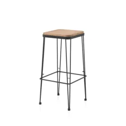 Jayso Tabouret Snack (assise +/- 65 Cm)|Tabouret De Bar (assise +/- 80 Cm)*Riopar Tabouret haut assise bois pieds métal style industriel