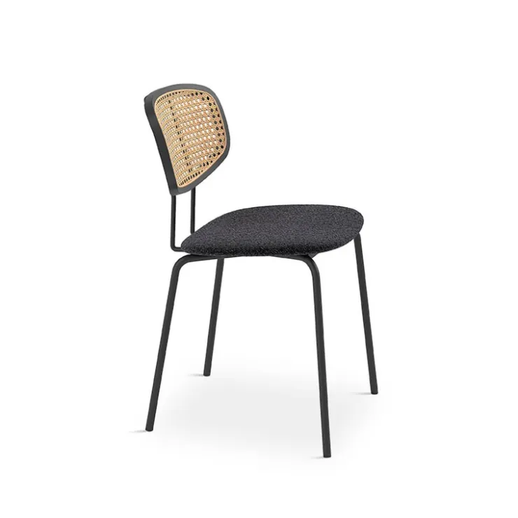 Perfecta Chaise De Salle à Manger|Chaise Salon*Ritmo Chaise vintage dossier en cannage rotin et assise tissu