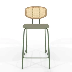 Perfecta Tabouret Snack (assise +/- 65 Cm)|Tabouret De Bar (assise +/- 80 Cm)*Ritmo Tabouret snack rétro avec dossier cannage rotin et assise en simili