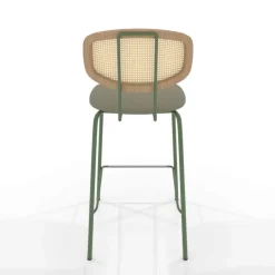 Perfecta Tabouret Snack (assise +/- 65 Cm)|Tabouret De Bar (assise +/- 80 Cm)*Ritmo Tabouret snack rétro avec dossier cannage rotin et assise en simili